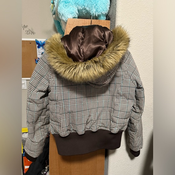 Y2K Sean John Womens L Cropped Jacket with Detachable Hood and Fur - Picture 3 of 7